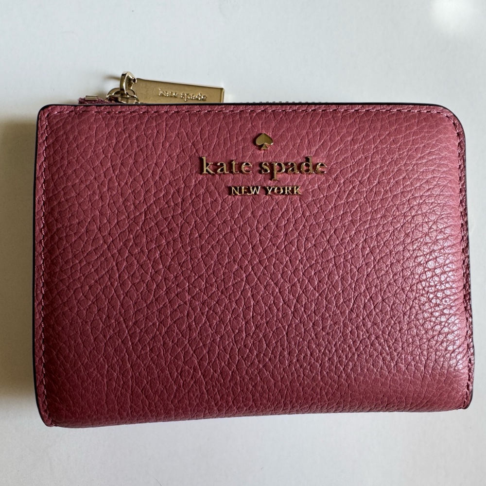 Kate Spade Dusty Rose Leather Wallet with Gold Accents